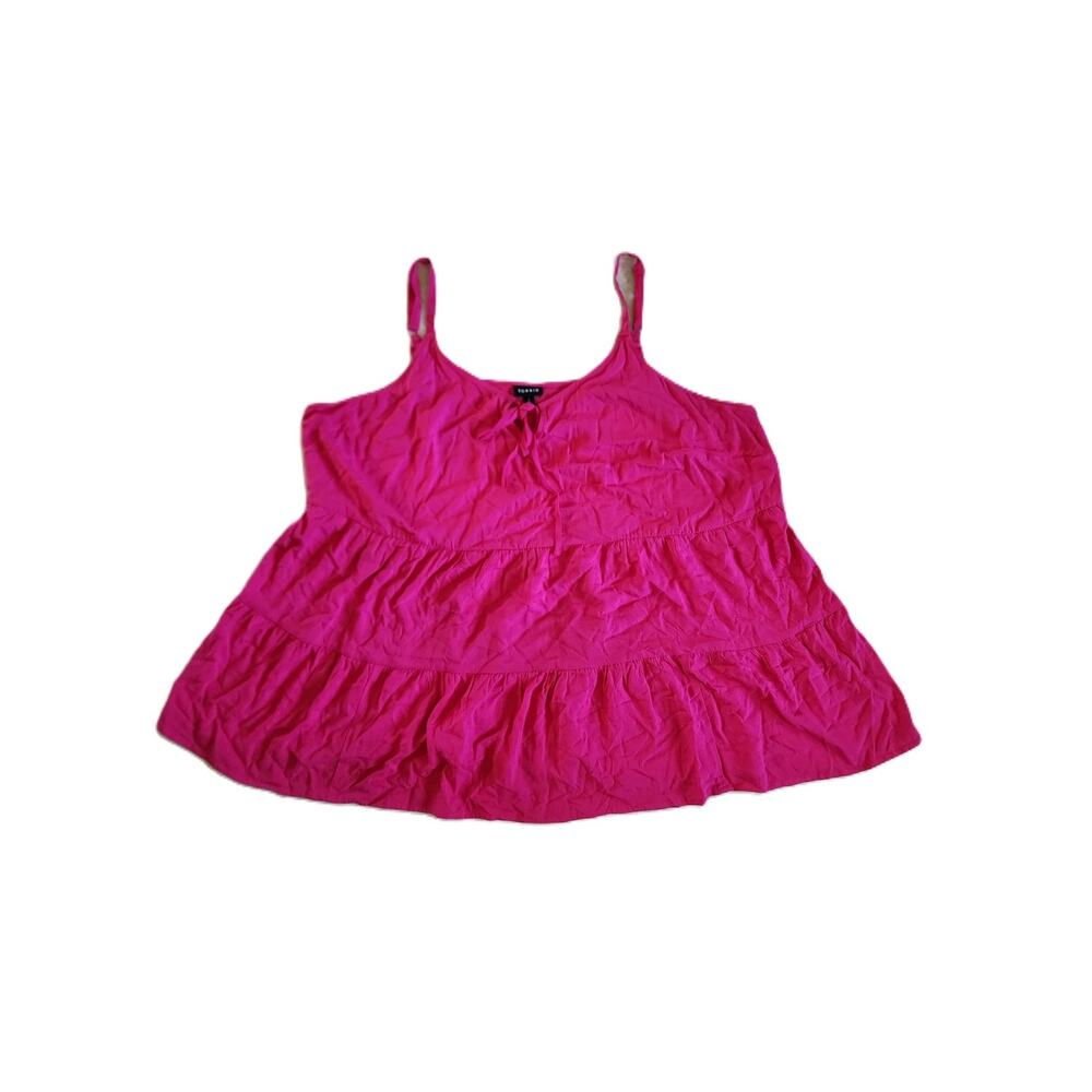 Torrid Rayon Slub Tiered Tie Front Cami Sold Out online in Cabernet pink